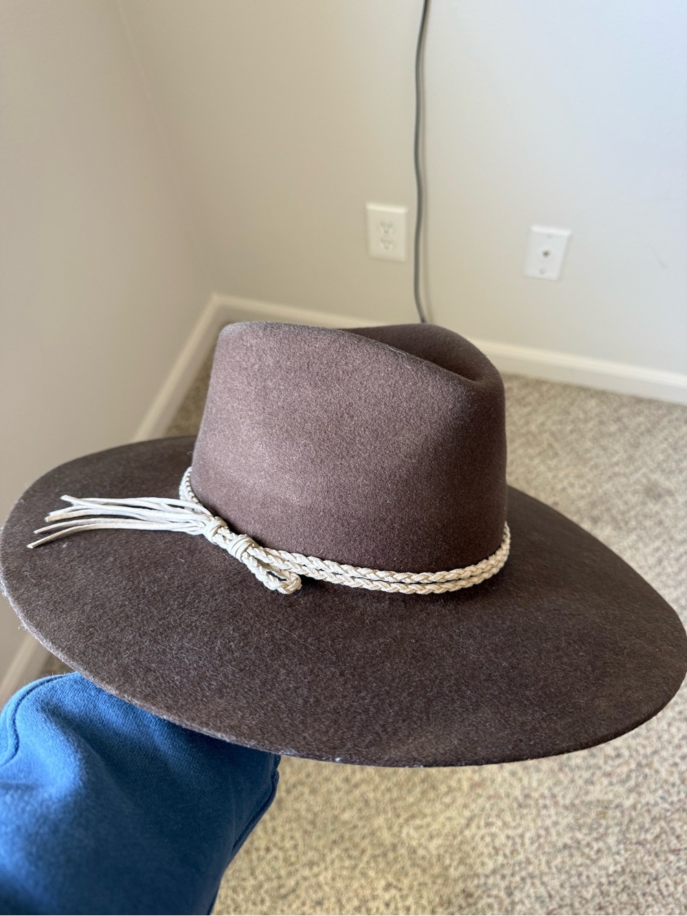 Twister Brown Felt Hat with Cream Inner Band